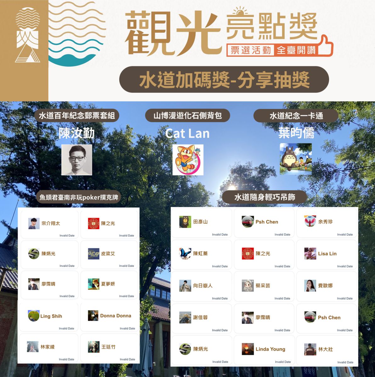 觀光亮點獎-水道加碼獎得獎名單