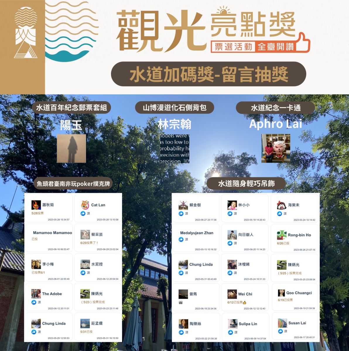 觀光亮點獎-水道加碼獎得獎名單